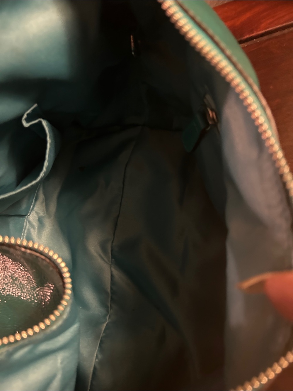 Coach Teal Leather Shoulder Hobo with Silver Hardware - Picture 8 of 9